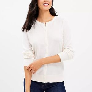 NWT LOFT Crew Neck Cardigan in Ivory, Size S